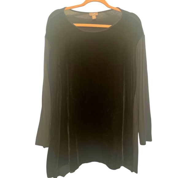 J. Jill Velvet Wearever Collection Long Loose Tunic Top Black Size Medium - Picture 1 of 7
